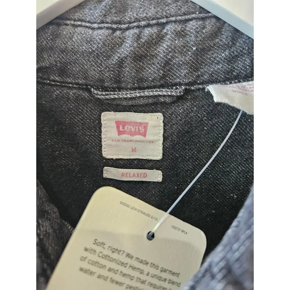 Levi's Men's Button Up Long Sleeve Shirt Denim Black Medium
